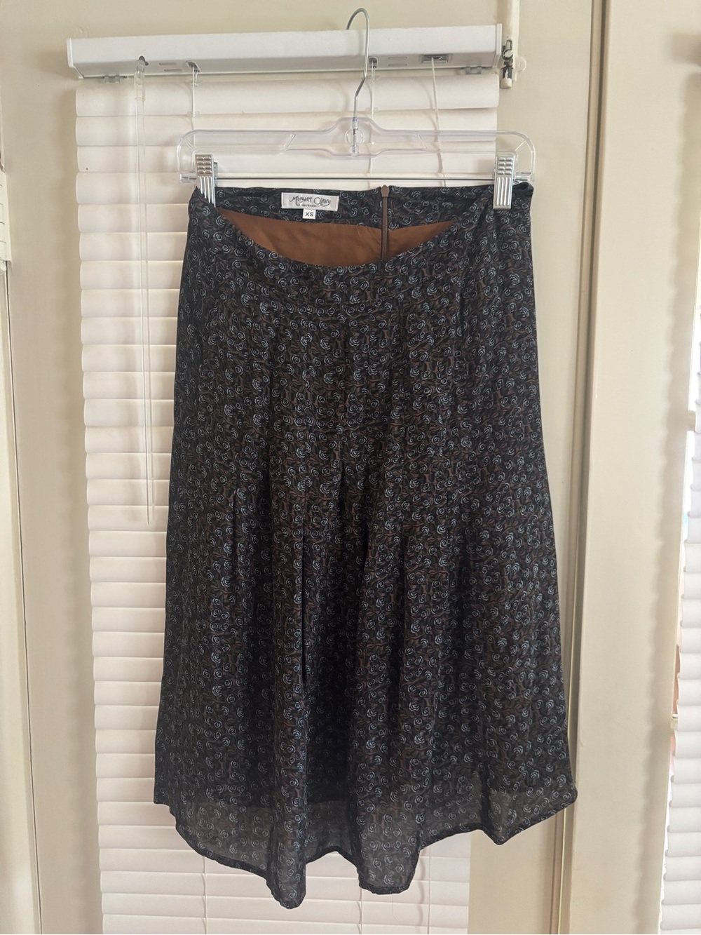 Margaret O’Leary brown floral midi skirt with